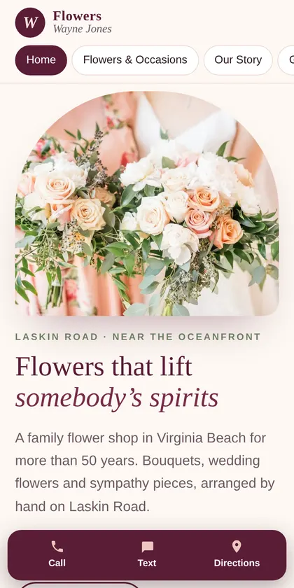 Flowers – Wayne Jones website on a phone