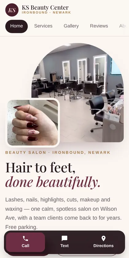 KS Beauty Center website on a phone