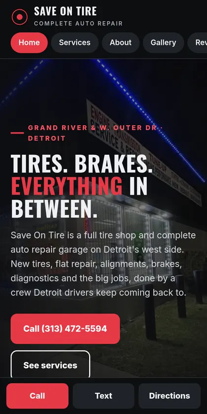 Save On Tire website on a phone